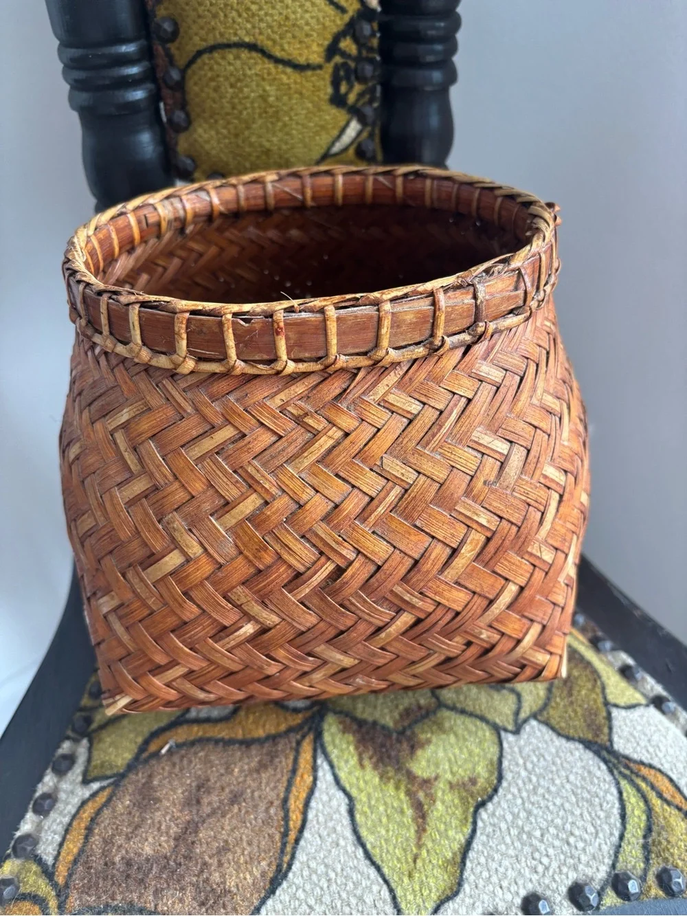 Vintage Japanese Bamboo Basket: Sumitori Style, Ikebana Vase, Wabi-Sabi Decor